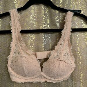 Aerie Real Good Peach Padded Lace Bralette Bra Top 30A NWT